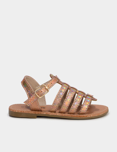Sandales &agrave; multibrides couleur argent fille