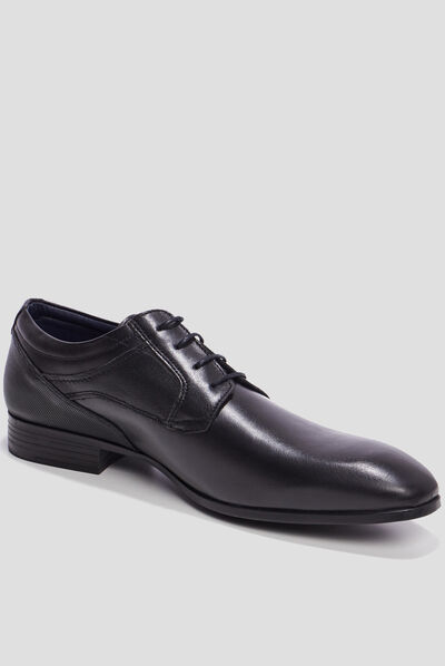 Derbies à lacets en cuir noir homme