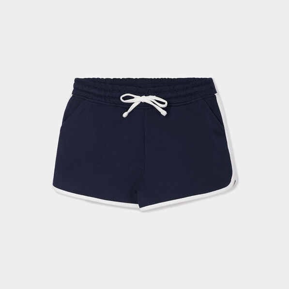 jogging short droit taille elastiquee bleu marine fille Jogging-Short droit taille élastiquée bleu marine fille