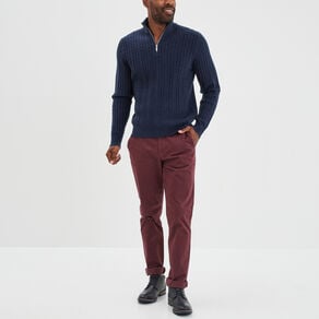 pull col camionneur a torsades bleu marine homme Pull col camionneur à torsades bleu marine homme