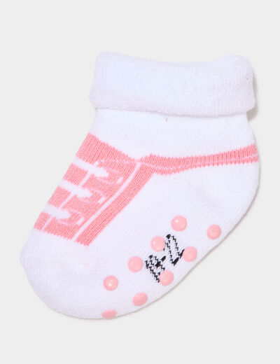 Chaussettes bottons coton majoritaire rose b&eacute;b&eacute; fille