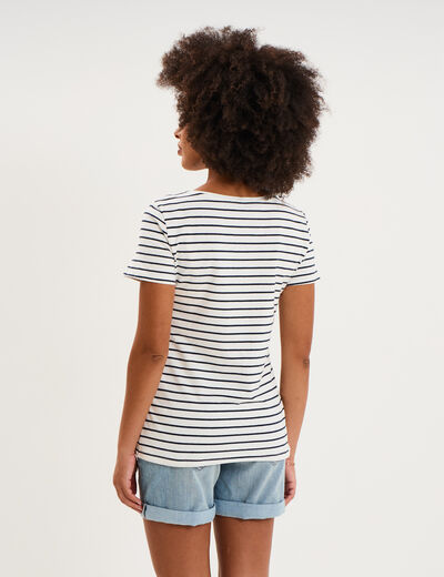 T-shirt allaitement manches courtes ecru femme maternit&eacute;