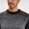 Pull droit col rond manches longues gris fonc&eacute; homme