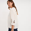 Blouse brod&eacute;e manches bouffantes 3/4 ecru femme grande taille