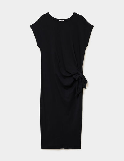 Robe de grossesse longue avec noeud noir femme maternit&eacute;