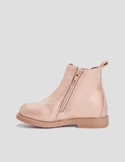 Bottines chelsea zippées rose bébé fille