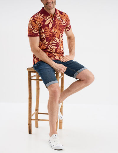Polo jersey coton manches courtes bordeaux homme