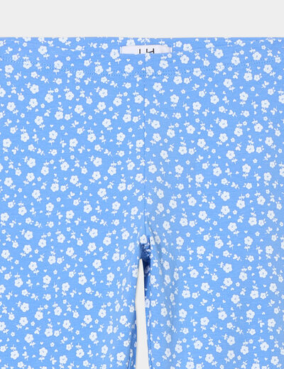 Legging long élastiqué coton bleu fille