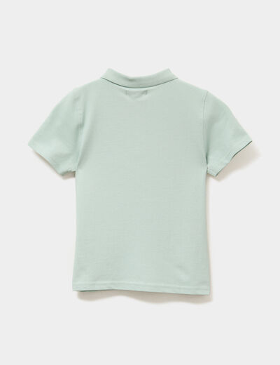 Polo manches courtes à détail brodé vert pastel garçon