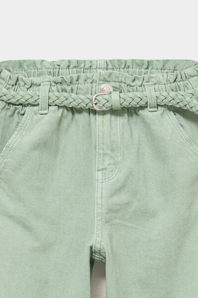Pantalon mom taille &eacute;lastiqu&eacute;e vert pastel fille