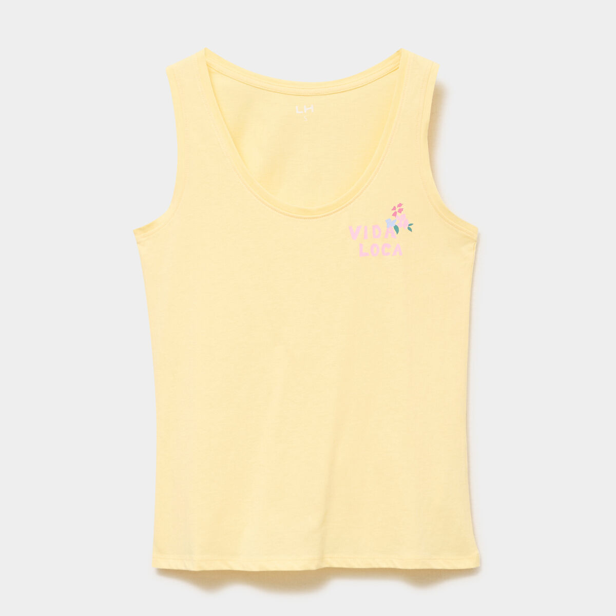 D&eacute;bardeur col rond droit coton jaune clair femme