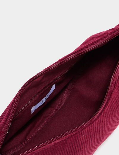 Sac banane effet velours c&ocirc;tel&eacute; bordeaux femme