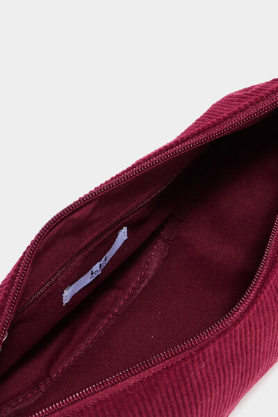 Sac banane effet velours c&ocirc;tel&eacute; bordeaux femme