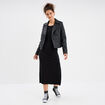 Robe longue droite côtelée Liberto noir femme