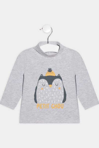 T-shirt avec col roulé gris clair bébé garçon