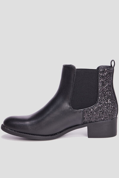Bottines chelsea à paillettes noir femme
