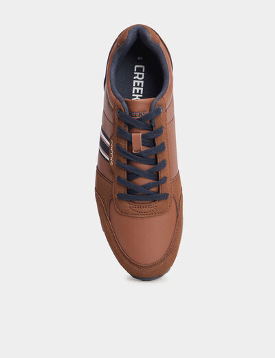 Baskets running &agrave; lacets marron homme