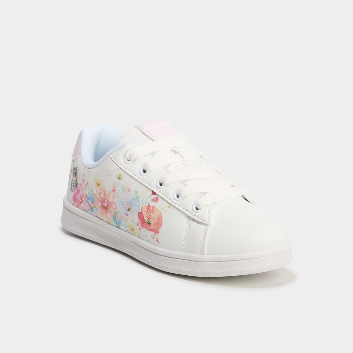Tennis basses à lacets et sequins blanc fille