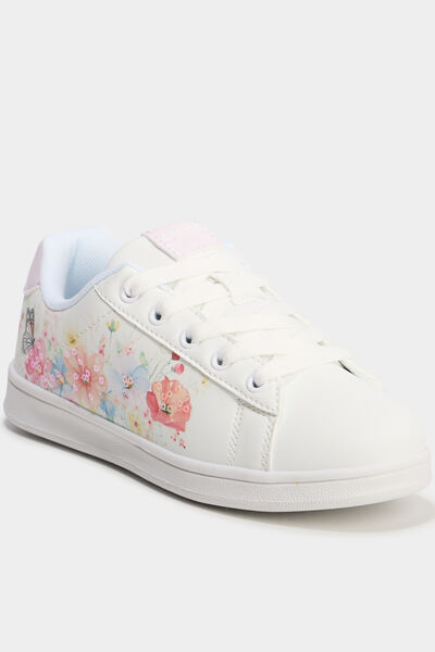 Tennis basses &agrave; lacets et sequins blanc fille