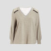Pull avec col en V gris femme grande taille