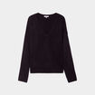 Pull col en V manches longues noir femme