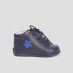 Bottillons à lacets en cuir bleu marine bébé garçon