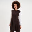 Robe maille sans manches corolle courte marron fonc&eacute; femme