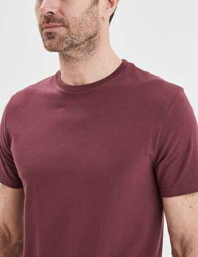 T-shirt en coton manches courtes prune homme