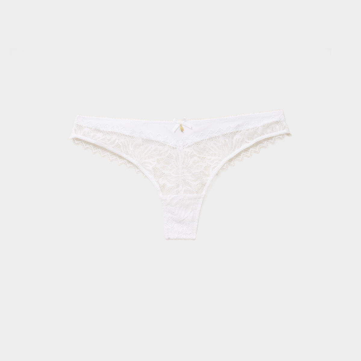Tanga en dentelle avec noeud blanc femme