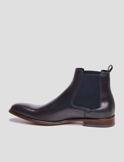 Boots chelsea en cuir noir homme