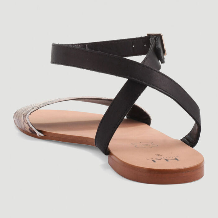 Sandales à bride imprimé python femme noir