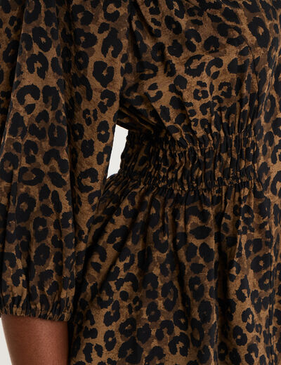 Blouse oversize &eacute;lastiqu&eacute;e manches 3/4 vert kaki femme