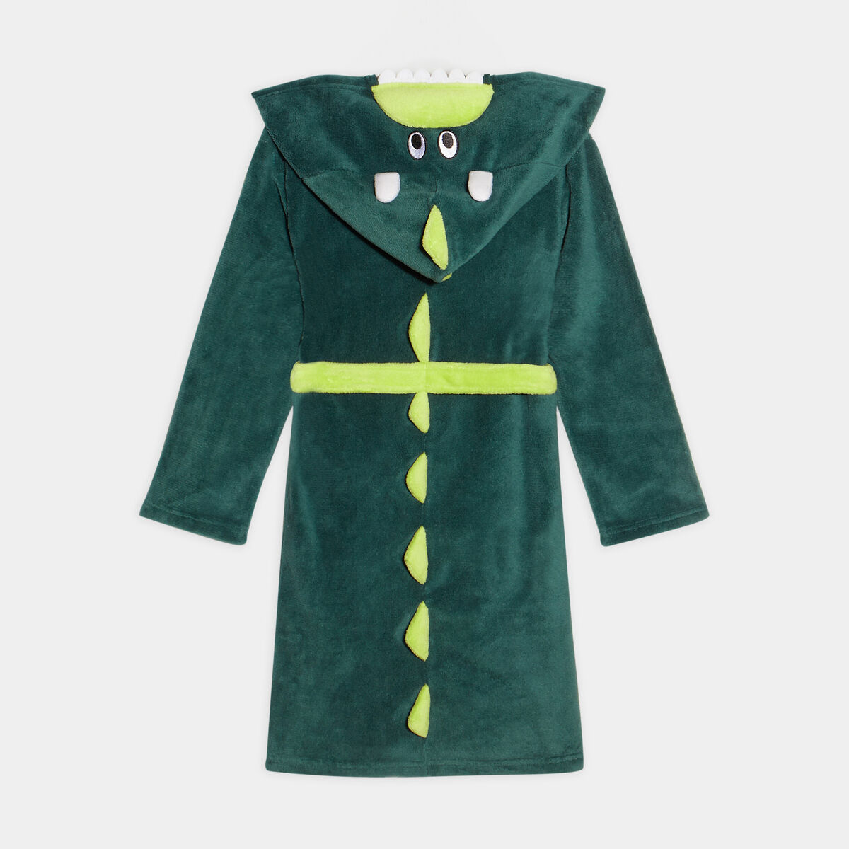 Peignoir ceintur&eacute; &agrave; capuche vert gar&ccedil;on