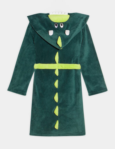 Peignoir ceinturé à capuche vert garçon