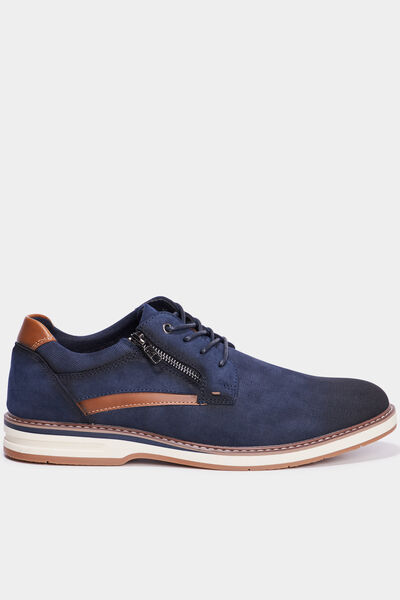 Derbies d&eacute;tails zipp&eacute;s bleu homme