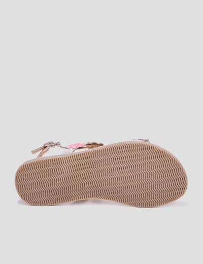 Sandales brides fleurs en cuir Creeks rose fille