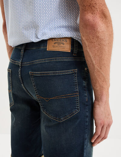 Bermuda droit &agrave; coulisse en jean denim used homme