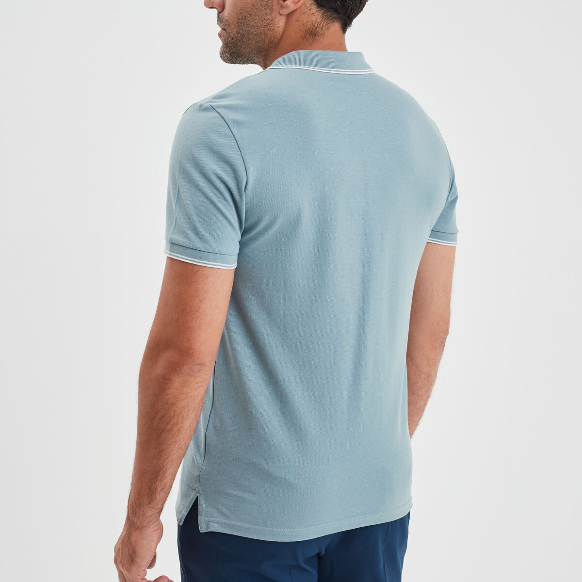 Polo piqu&eacute; coton manches courtes gris homme