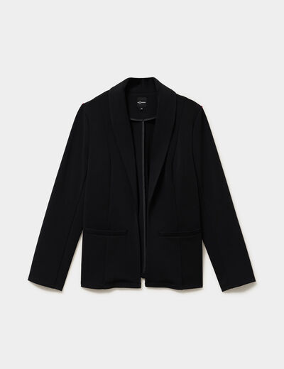 Blazer col tailleur manches longues noir femme