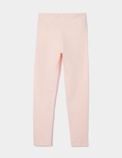 Legging long coton taille élastiquée rose clair fille