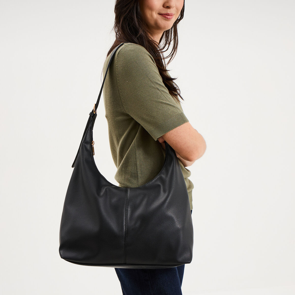 Sac port&eacute;-&eacute;paule anse r&eacute;glable noir femme