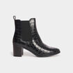 Bottines à talons aspect croco noir femme