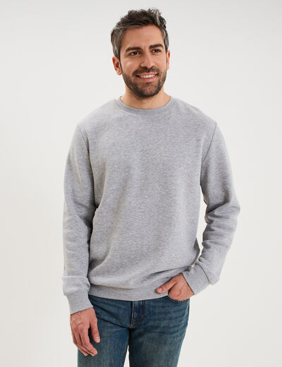 Sweat molleton col rond gris clair homme