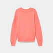 Pull col rond manches longues rose fluo femme