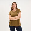 T-shirt droit manches courtes col rond beige femme grande taille