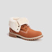 Bottines fourrées à lacets marron clair femme