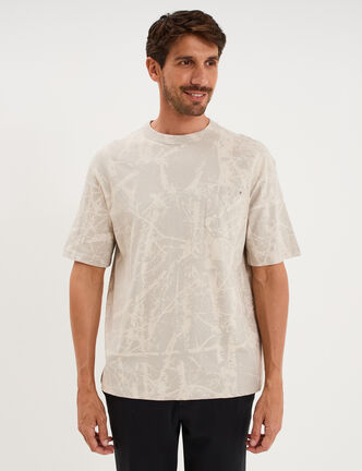 T-shirt col rond manches courtes coton gris clair homme