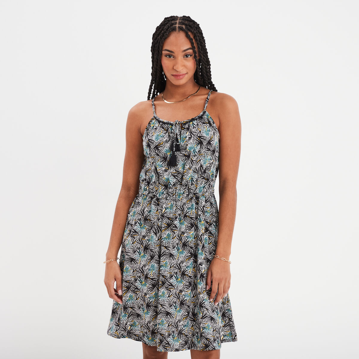 Robe droite à bretelles noir femme