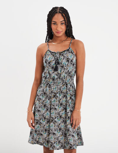 Robe droite à bretelles noir femme
