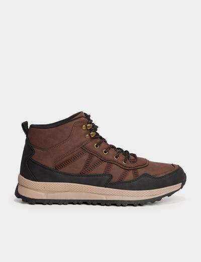 Baskets montantes à lacets marron cognac homme